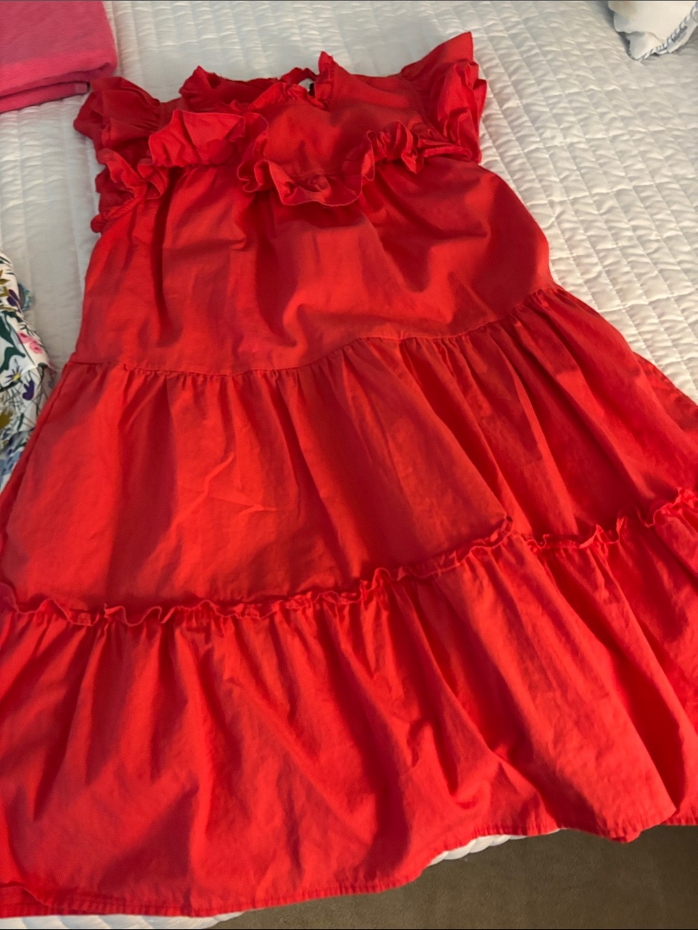 Pinch Red Ruffle Tiered Casual Dress